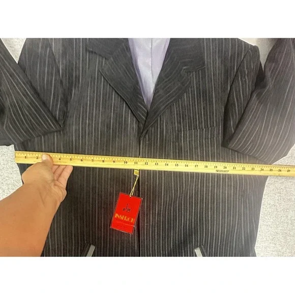 Inserch Limited Edition Suit Men 2XL Black Pinstripe Jacket Pants Style Unhemmed
